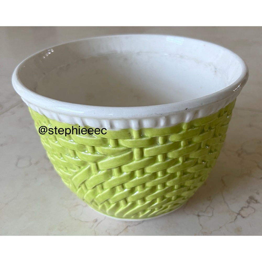 Haeger USA Off White and Green Ceramic Flower Planter Pot